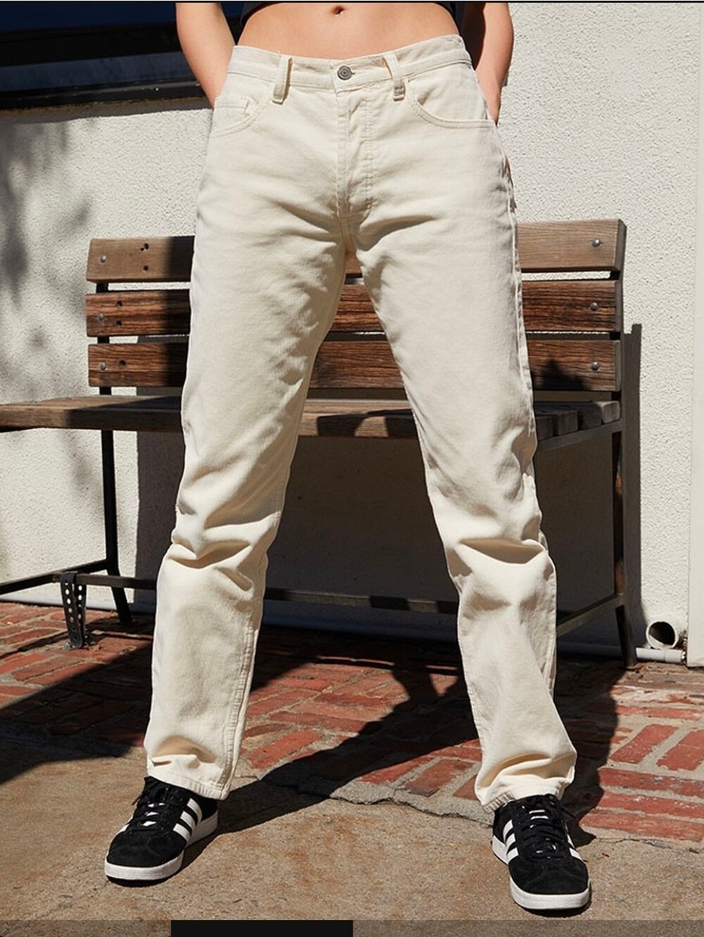 New Pacsun John Galt White Corduroy Straight Leg Button Fly Pants Size Small